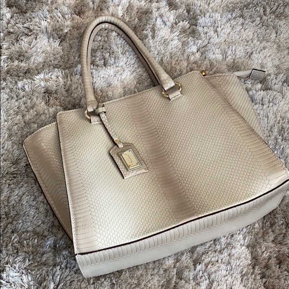 Dark White crocodile textured purse